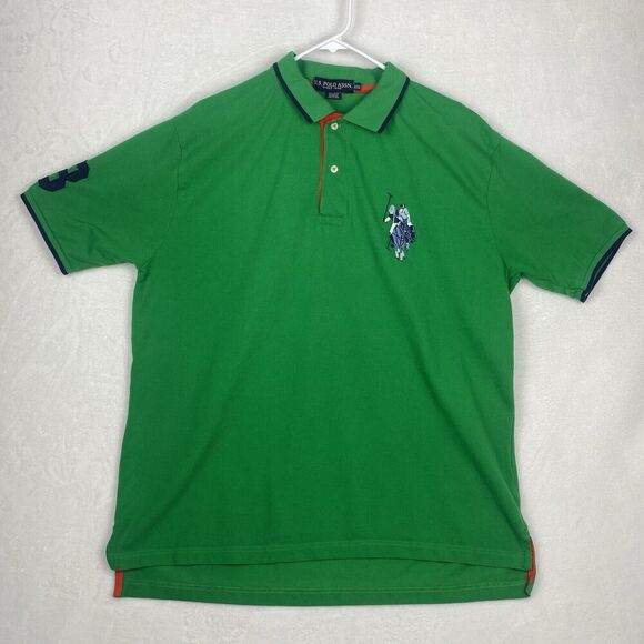 US Polo Assn Polo Shirt Mens XXL 2XL Green Big Logo Short Sleeve Pullover Casual - Picture 1 of 13